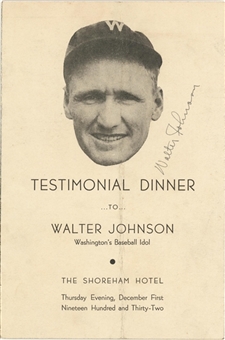 1932 Walter Johnson Signed Testimonial Dinner Program (JSA)